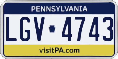 PA license plate LGV4743