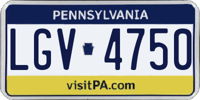 PA license plate LGV4750