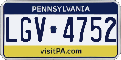 PA license plate LGV4752