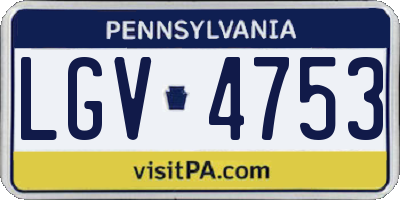 PA license plate LGV4753