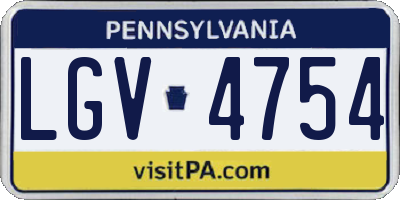 PA license plate LGV4754