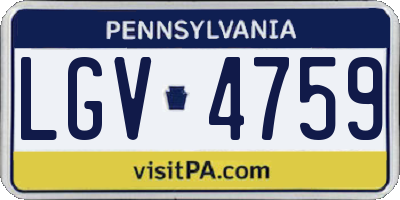 PA license plate LGV4759