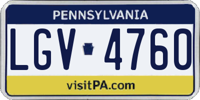 PA license plate LGV4760