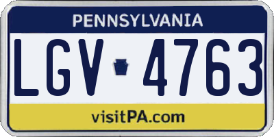 PA license plate LGV4763