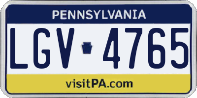 PA license plate LGV4765