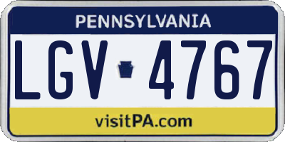 PA license plate LGV4767