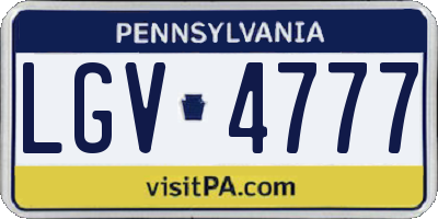 PA license plate LGV4777