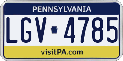 PA license plate LGV4785