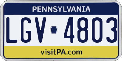PA license plate LGV4803