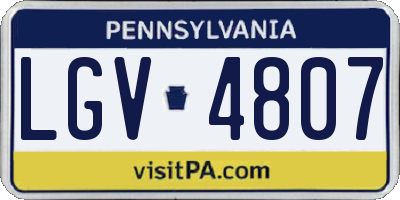 PA license plate LGV4807