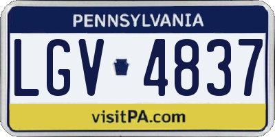 PA license plate LGV4837