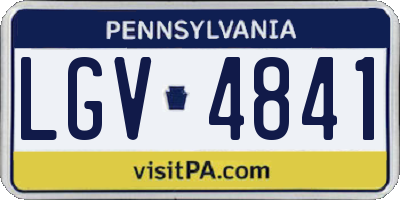 PA license plate LGV4841