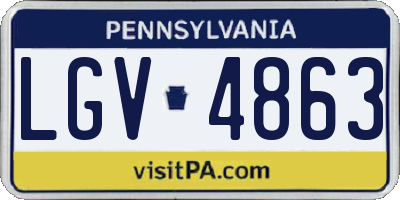PA license plate LGV4863