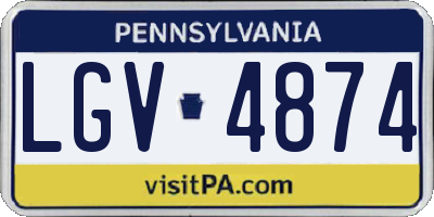 PA license plate LGV4874