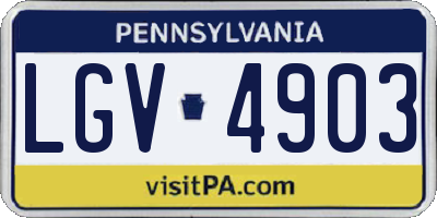 PA license plate LGV4903