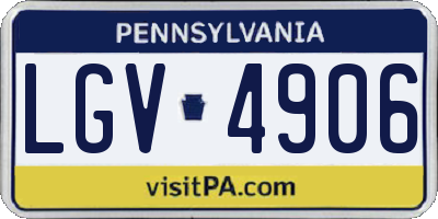 PA license plate LGV4906