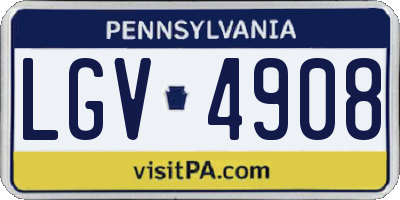 PA license plate LGV4908
