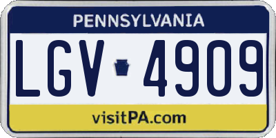 PA license plate LGV4909