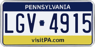 PA license plate LGV4915