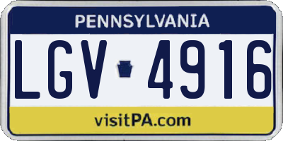 PA license plate LGV4916