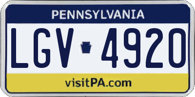 PA license plate LGV4920