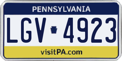 PA license plate LGV4923