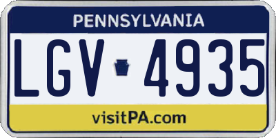 PA license plate LGV4935