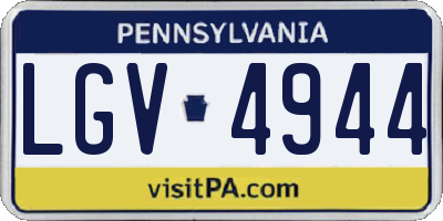 PA license plate LGV4944