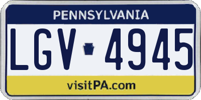 PA license plate LGV4945