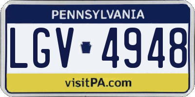 PA license plate LGV4948