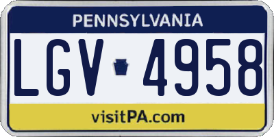 PA license plate LGV4958