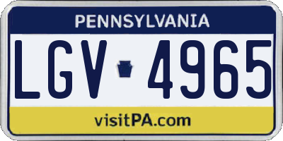 PA license plate LGV4965