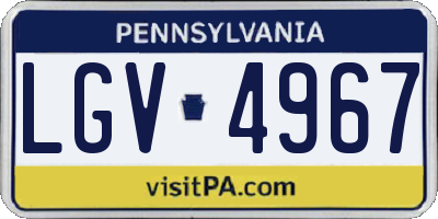 PA license plate LGV4967