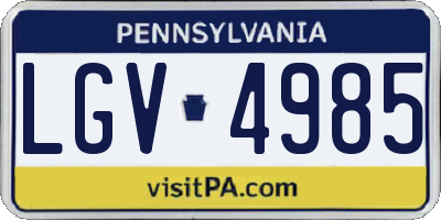 PA license plate LGV4985