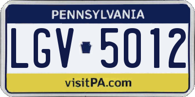 PA license plate LGV5012
