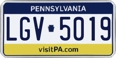 PA license plate LGV5019