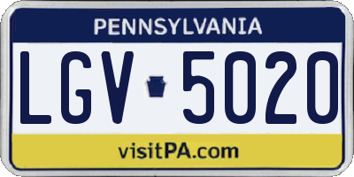 PA license plate LGV5020