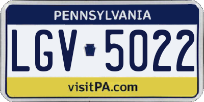 PA license plate LGV5022