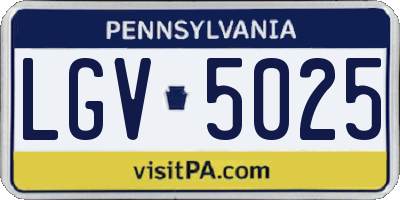 PA license plate LGV5025