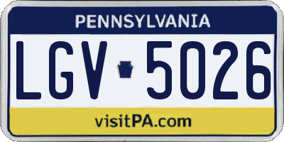 PA license plate LGV5026