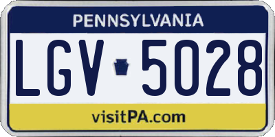 PA license plate LGV5028