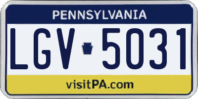 PA license plate LGV5031