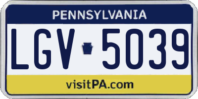 PA license plate LGV5039
