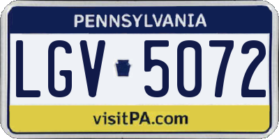 PA license plate LGV5072