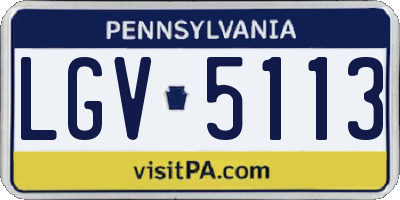 PA license plate LGV5113