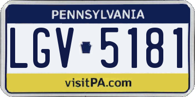 PA license plate LGV5181