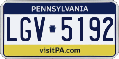 PA license plate LGV5192