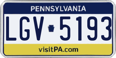 PA license plate LGV5193