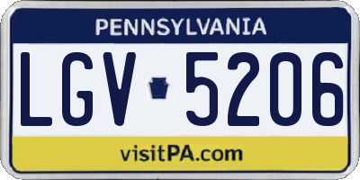 PA license plate LGV5206