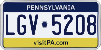 PA license plate LGV5208